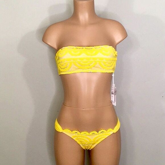 PILYQ gold lace bikini. NO STRAPS. Retails $192. Medium - Picture 2 of 16